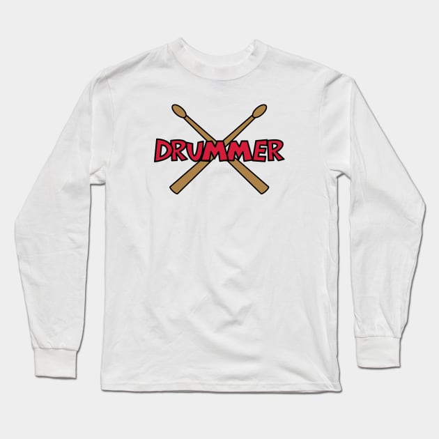 Drummer crossed Drumsticks Long Sleeve T-Shirt by schlag.art